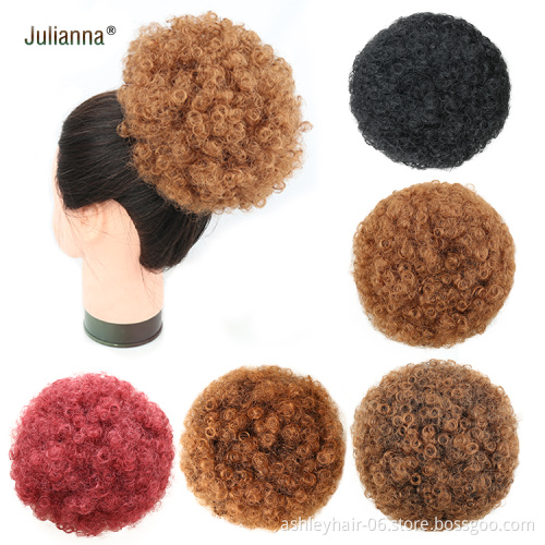 Julianna Afro Kids Ponytail Buns Pony Tail Extension Attachment Accessories Drawstring Comb Clip In Ladies Afro Puff Hair Bun